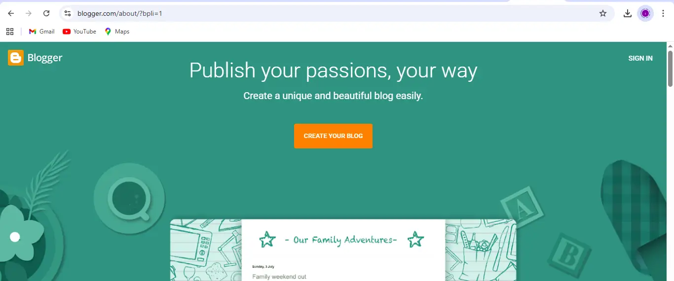 Tampilan Awal Blogger