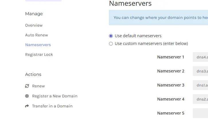 Tampilan Setting DNS Anymhost