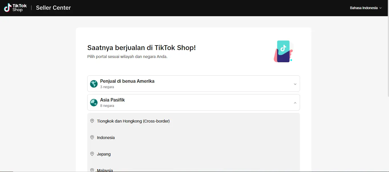 Tampilan halaman TikTok Seller di desktop