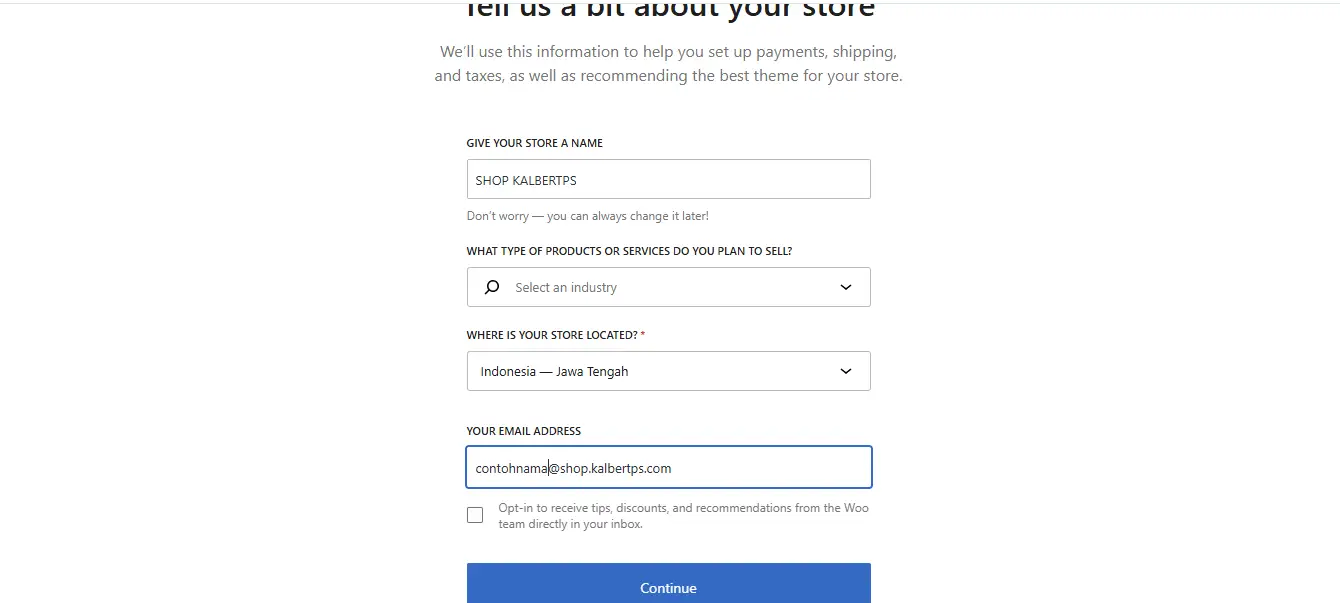 "Menjalankan Setup Wizard WooCommerce untuk toko online"