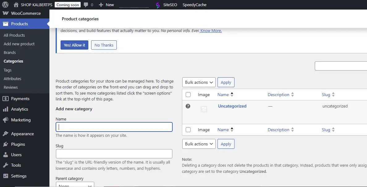"Menambahkan kategori produk di WooCommerce"