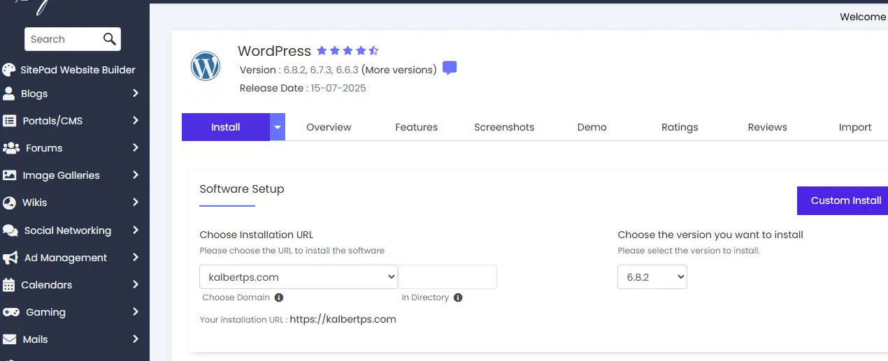 "Instalasi WordPress di subdomain toko online"